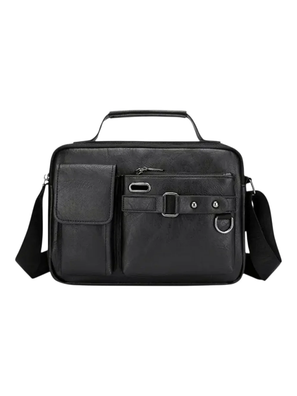 Black Men's Crossbody Briefcase Bag - Minimalist Urban Organizer